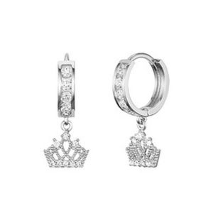 Sterling Silver Rhodium Channel CZ Princess Crown